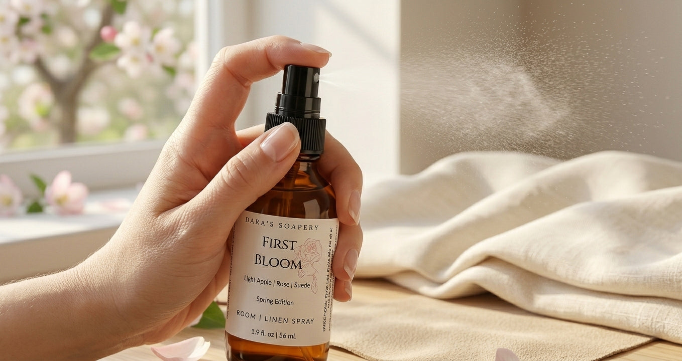 First Bloom Room & Linen Spray | 1.9 oz Amber Glass | Dara's